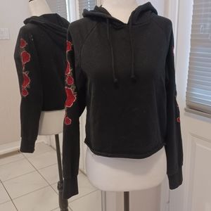 4/$80 Black Floral Sleeved Hoodie - Size Small